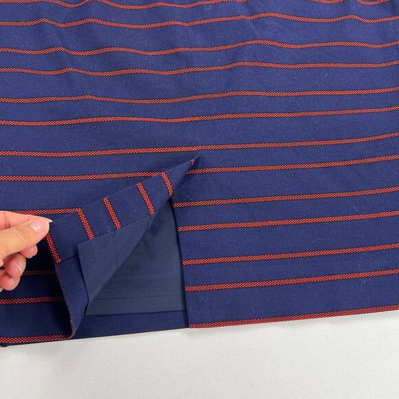 Carlisle Navy & Red Stripe Zip Front Straight skirt Yellow Zipper Size 16 - Picture 7 of 11